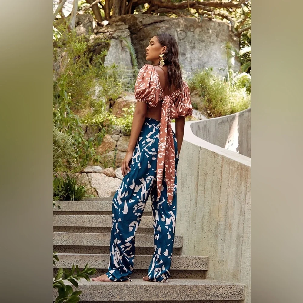 DiarraBlu Leer Batik Wide Leg Pants – Resortwear, Ethical, NWT, Size Small - Picture 7 of 7